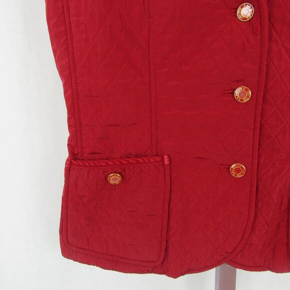 Talbots Small Red Quilted Collared Button Up Vest Spring Layering Piece - Picture 3 of 3